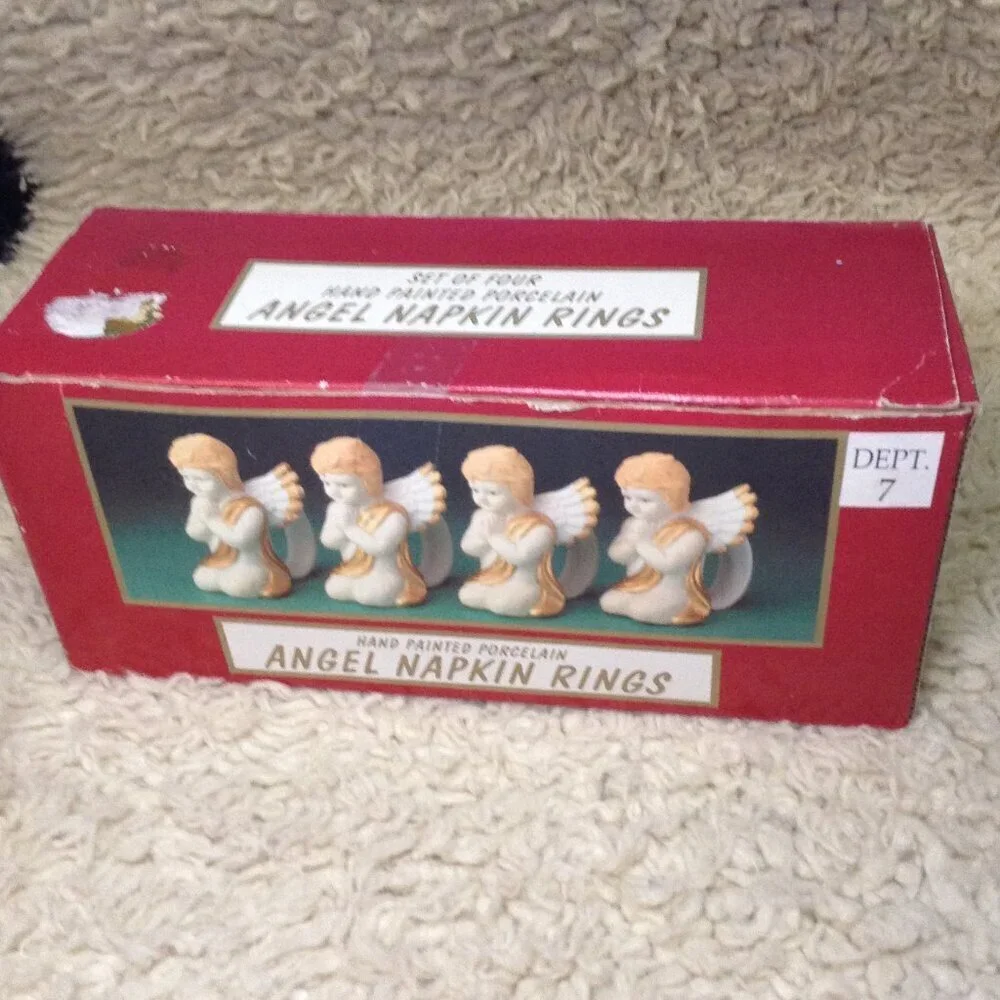 Dept 7, Porcelain Angel Napkin Holders; Christmas, Celebration, Traditional chic